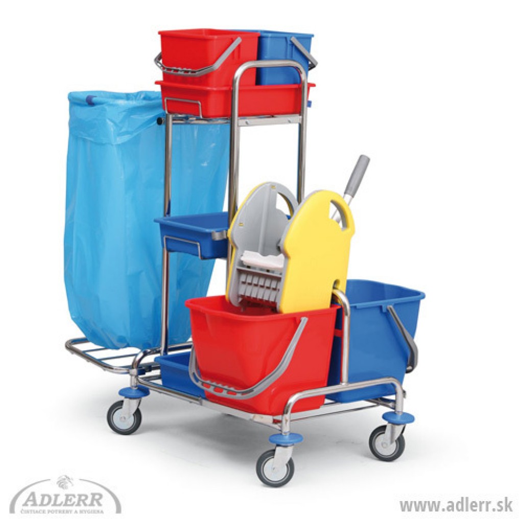 Vozík OBJECT s držiakom na vrece 120L + poličky + vedrá 2x6L